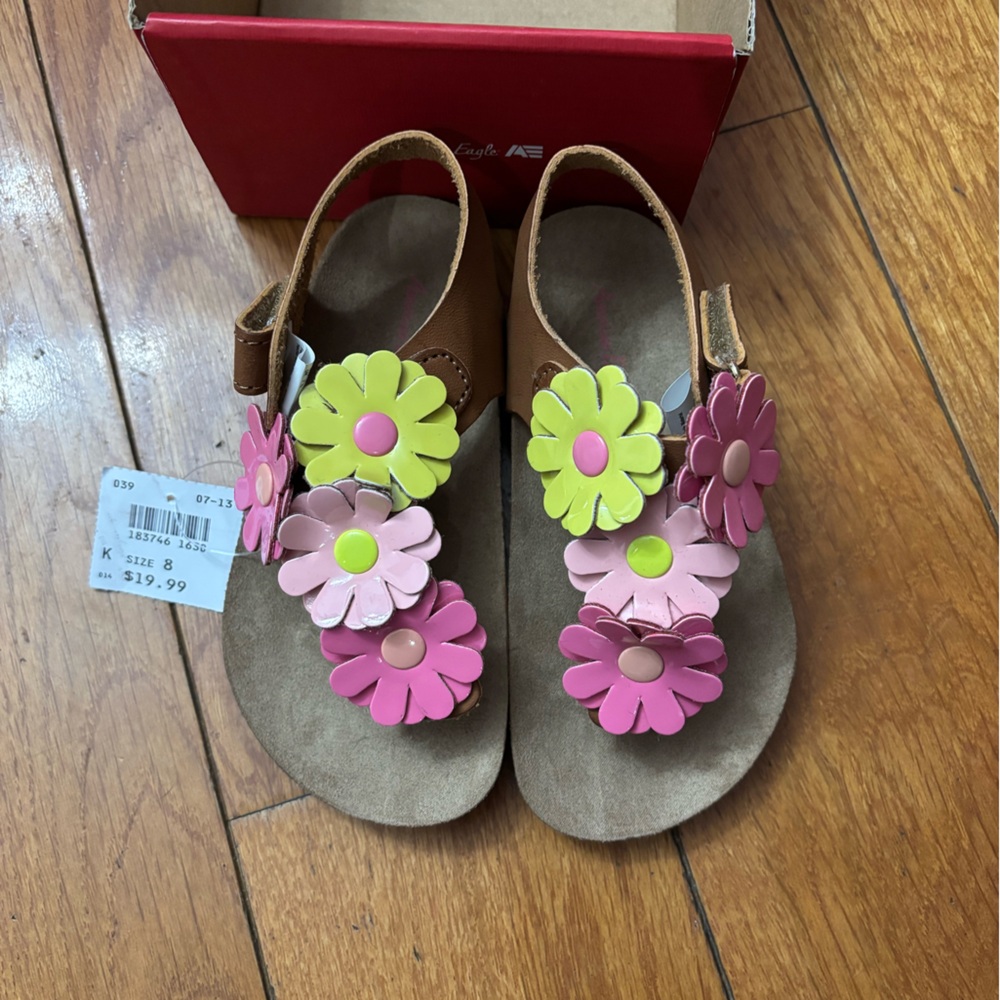 American Eagle By Payless Kids Sandals with Pink and Yellow Flowers